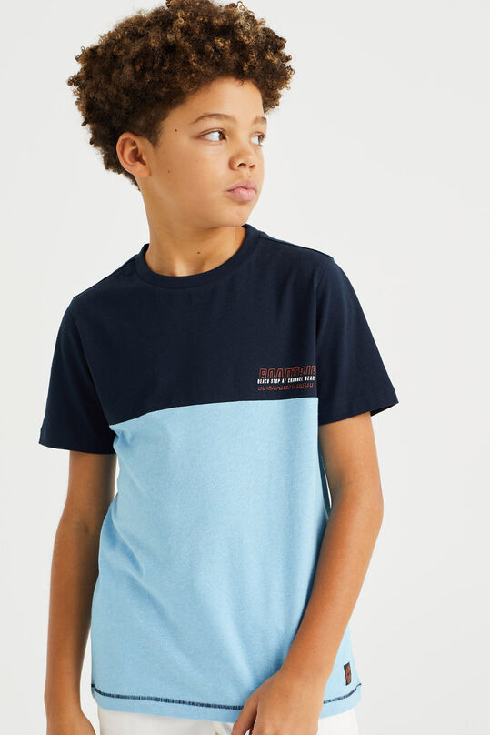 T-shirt à bloc de couleur garçon, Bleu foncé