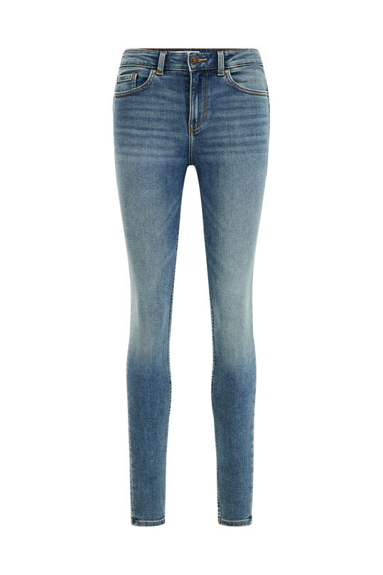 Jeans mid rise super skinny stretch confort femme, Bleu foncé