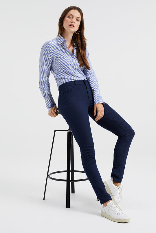 Jeans high rise skinny stretch femme, Bleu marine