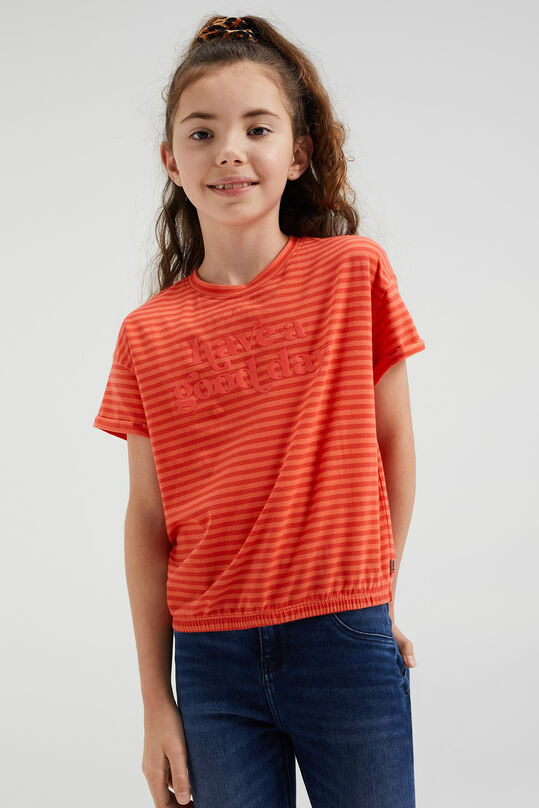 T-shirt rayé pour fille, Orange
