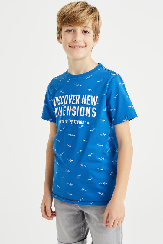 T-shirt à motif garçon, Bleu de cobalt