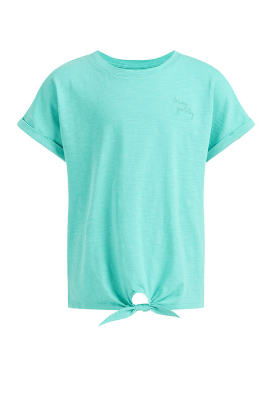 T-shirt à détail de bouton fille, Vert bleu