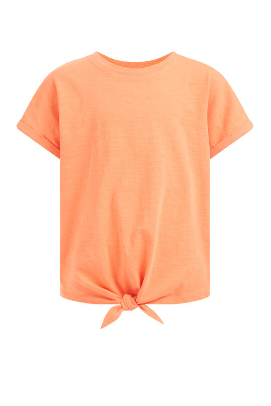 T-shirt à détail de bouton femme, Orange