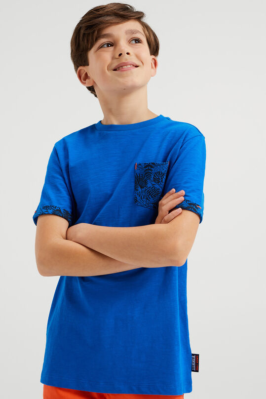 T-shirt à poche poitrine garçon, Bleu de cobalt