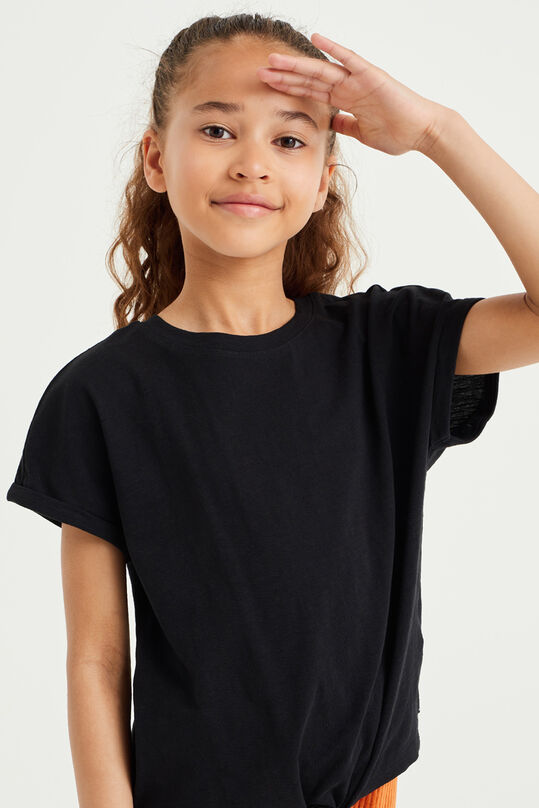 T-shirt à détail de bouton femme, Noir