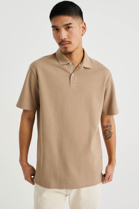 Polo relaxed fit à structure homme, Brun clair