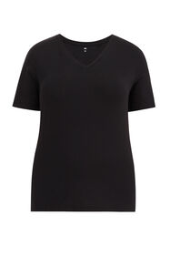 T-shirt à col en V femme - Curve, Noir