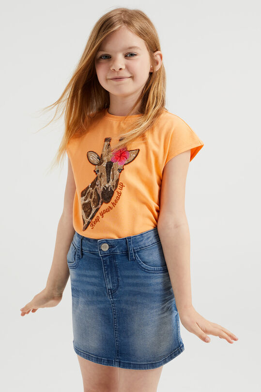 T-shirt à application de paillettes fille, Orange