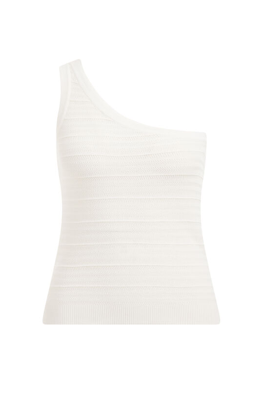 Top one shoulder de fin jersey femme, Blanc