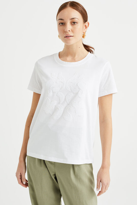 T-shirt à broderie femme, Blanc
