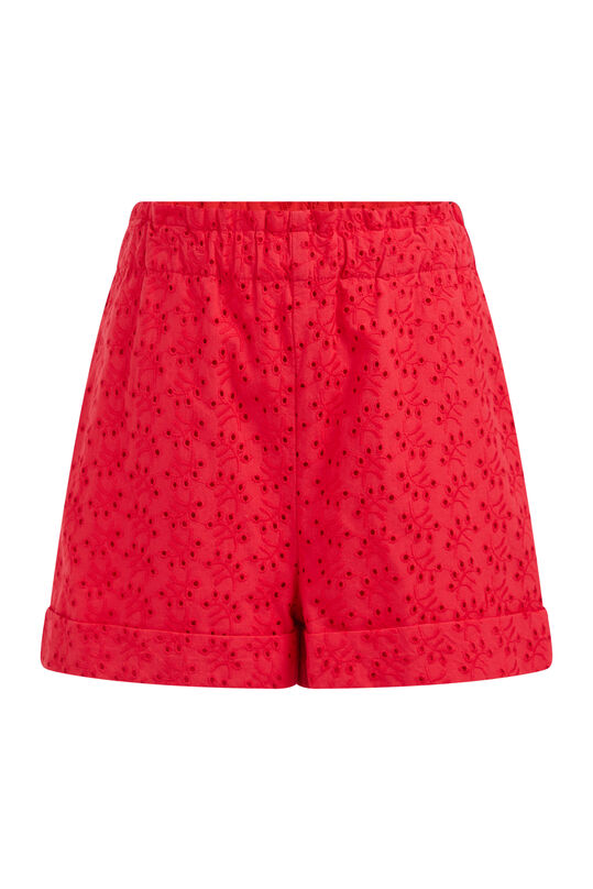 Short à broderie anglaise fille, Rouge