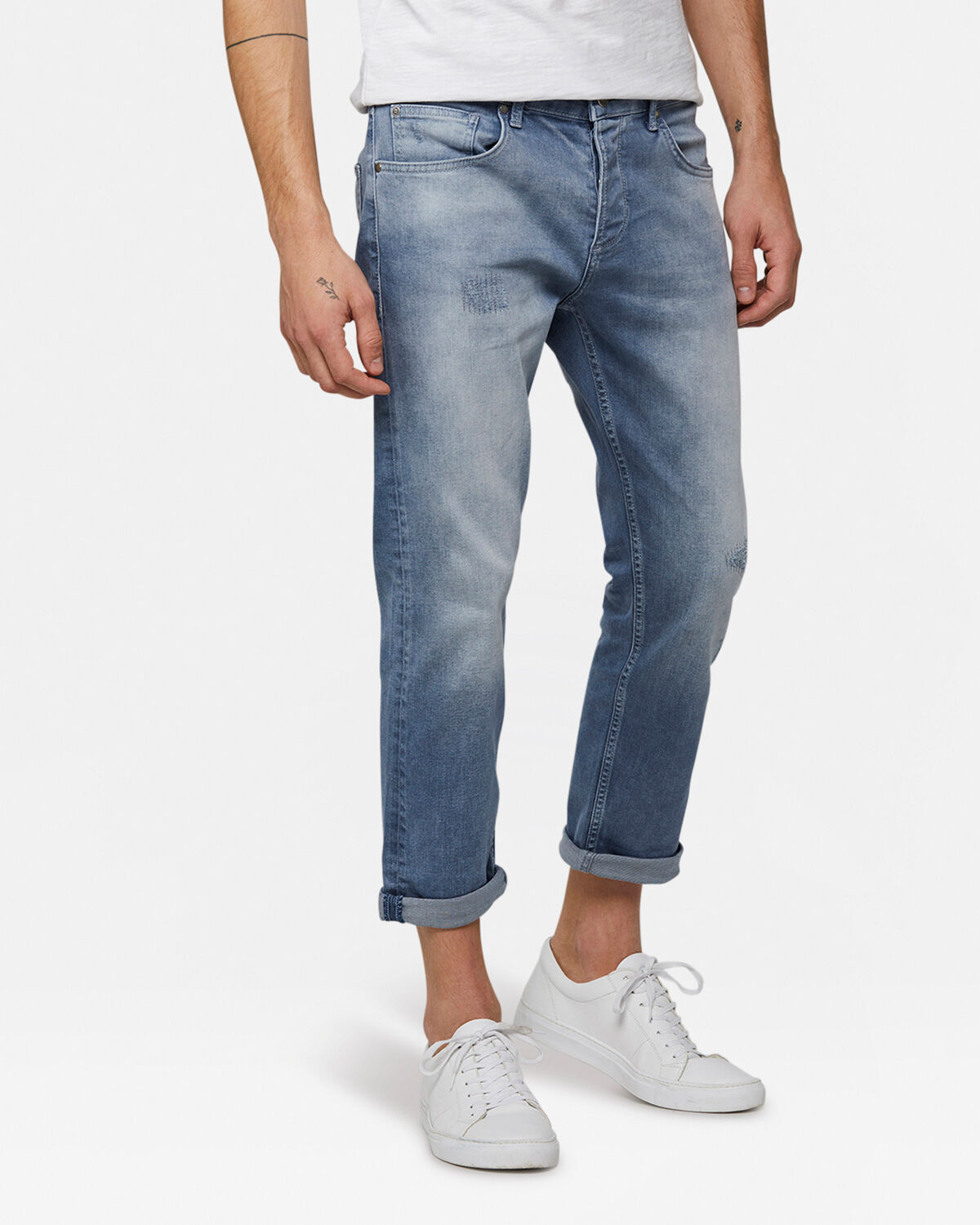 Jeans relaxed cropped tapered comfort stretch homme