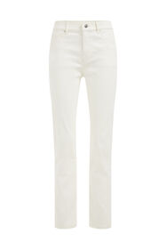 Jeans stretch confort mid rise tapered fit femme, Blanc