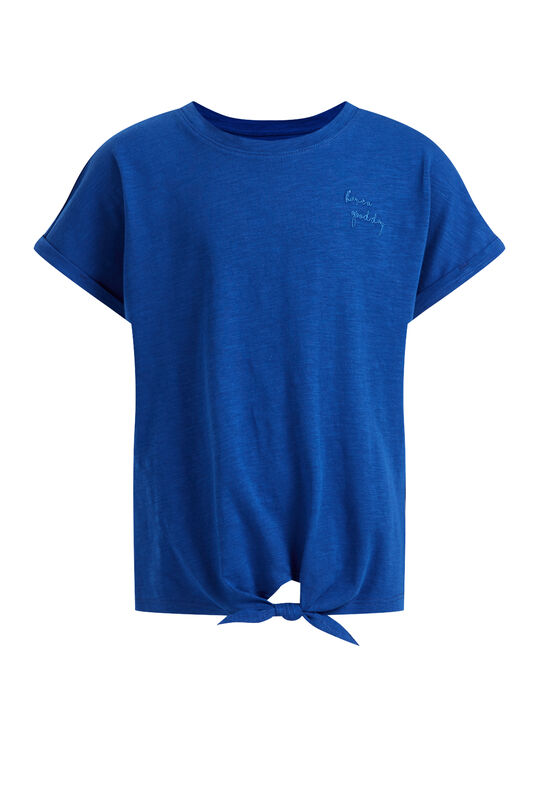 T-shirt à détail de bouton fille, Bleu foncé