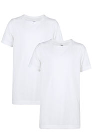 T-shirt basique à col rond garçon, pack de 2, Blanc