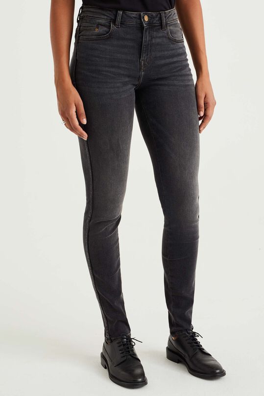Jeans skinny mid-rise stretch femme, Noir