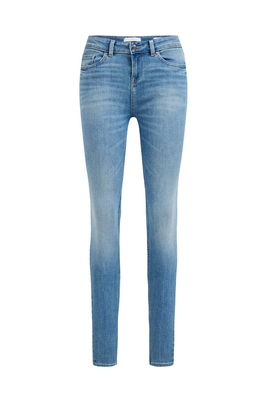 Jeans mid rise skinny super stretch femme, Bleu