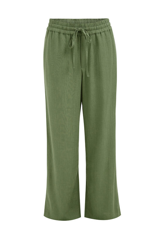 Pantalon de lin wide leg femme - Curve, Vert foncé