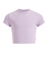 T-shirt cropped de tissu côtelé fille, Violet clair