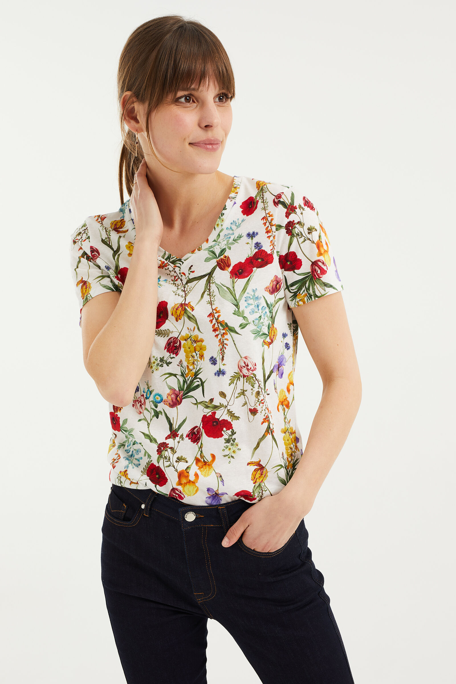 Tee shirt a top fleur femme