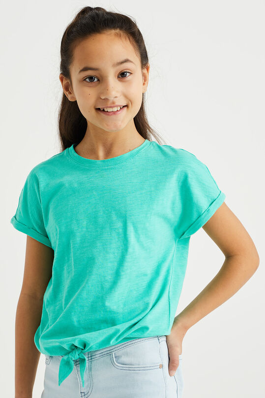 T-shirt à détail de bouton femme, Vert clair