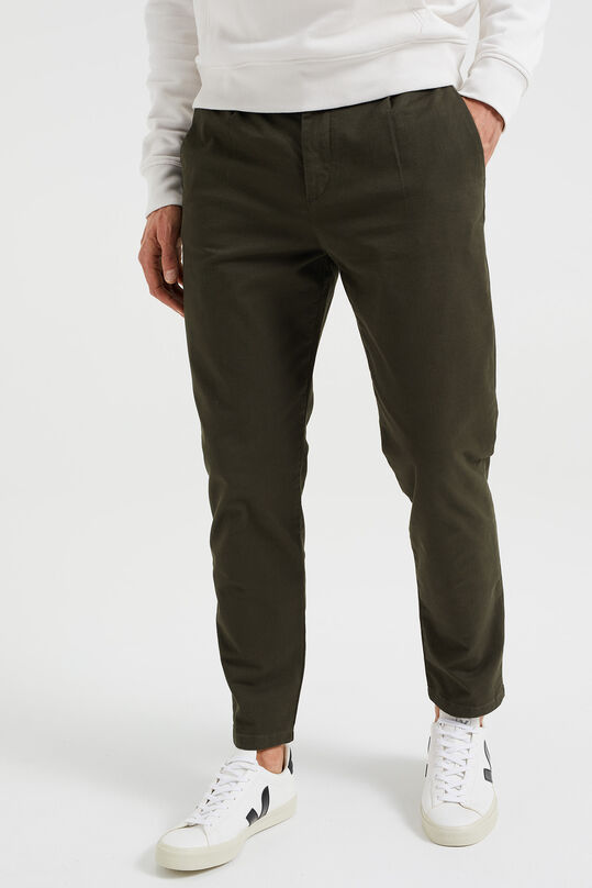 Chino tapered fit homme, Vert armee