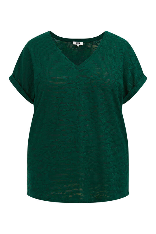 T-shirt à fils pailletés femme - Curve, Vert foncé