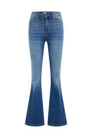 Jeans high rise flared avec stretch confort femme, Bleu foncé