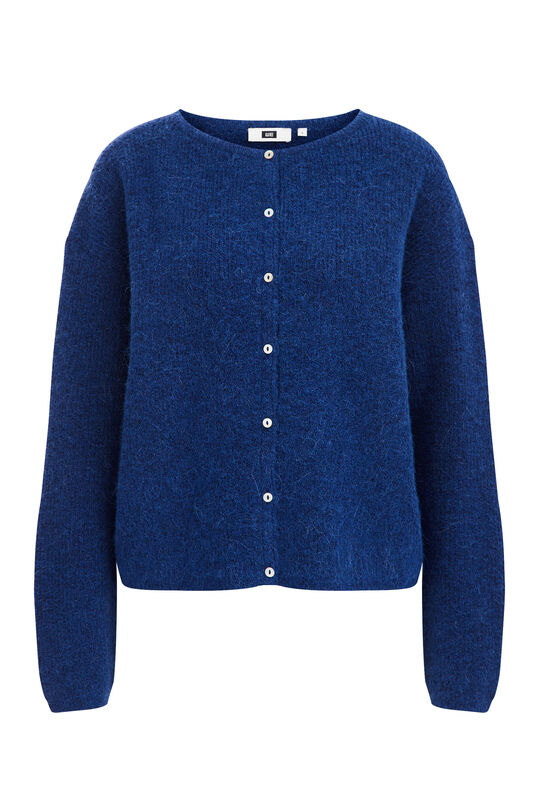 Gilet tricoté de mélange de laine femme, Bleu de cobalt