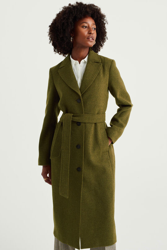 Manteau de mélange de laine femme, Vert foncé