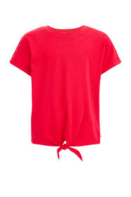 T-shirt à détail de bouton femme, Rouge vif