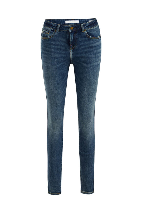 Jeans mid rise skinny super stretch femme, Bleu foncé