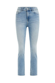 Jeans high rise 7/8 stretch confort femme, Bleu eclair