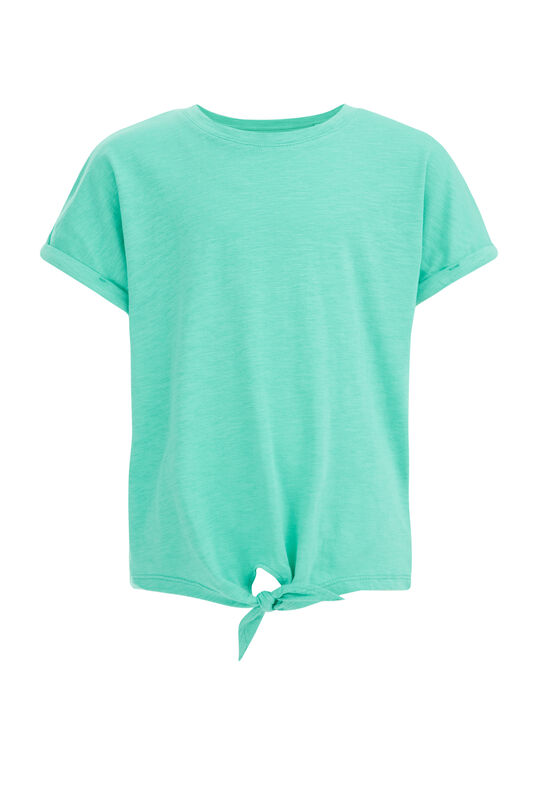 T-shirt à détail de bouton femme, Vert clair