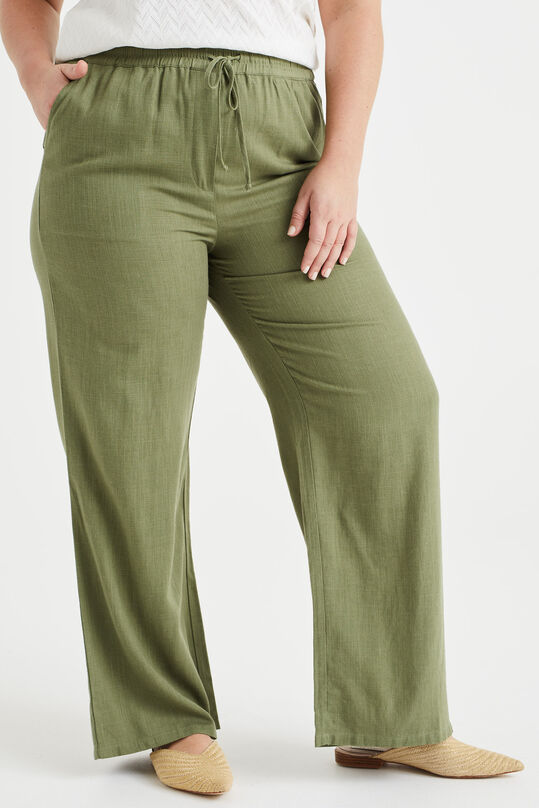 Pantalon de lin wide leg femme - Curve, Vert foncé
