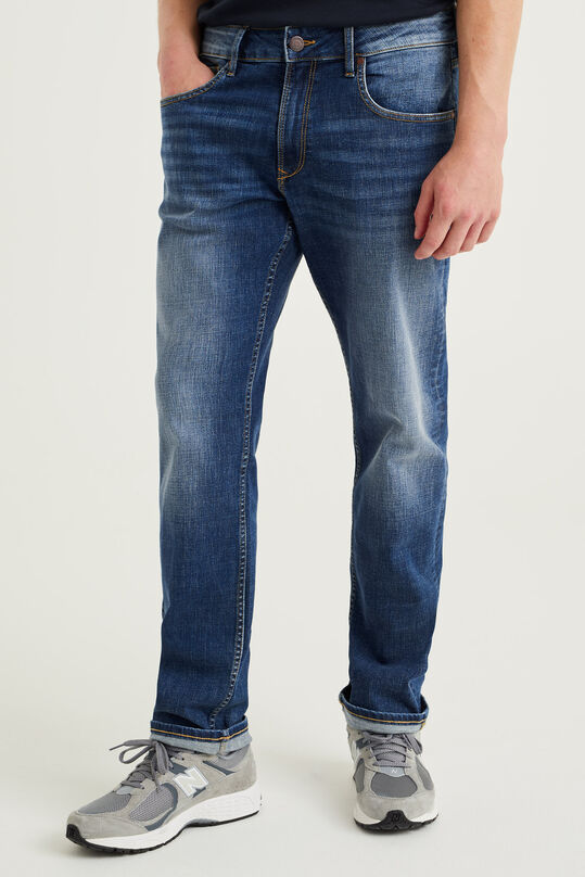 Jeans regular fit stretch homme, Bleu foncé