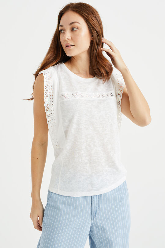 Top à broderie anglaise femme, Blanc