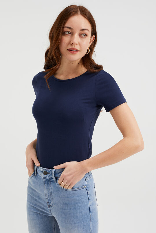 T-shirt cotton femme, Bleu foncé